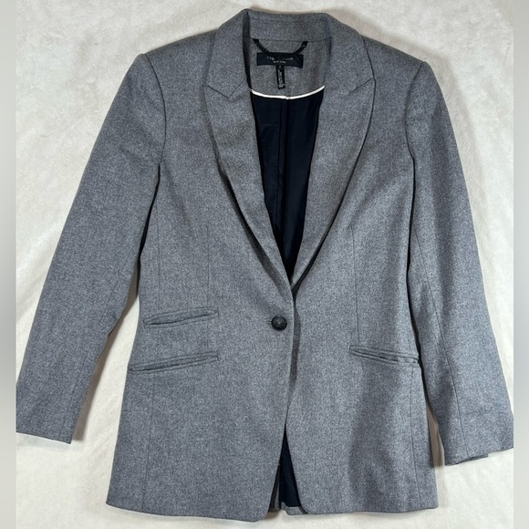 Rag & Bone Size 2 Made in USA Gray One Button Wool Vented Blazer Classic Chic - Picture 3 of 14